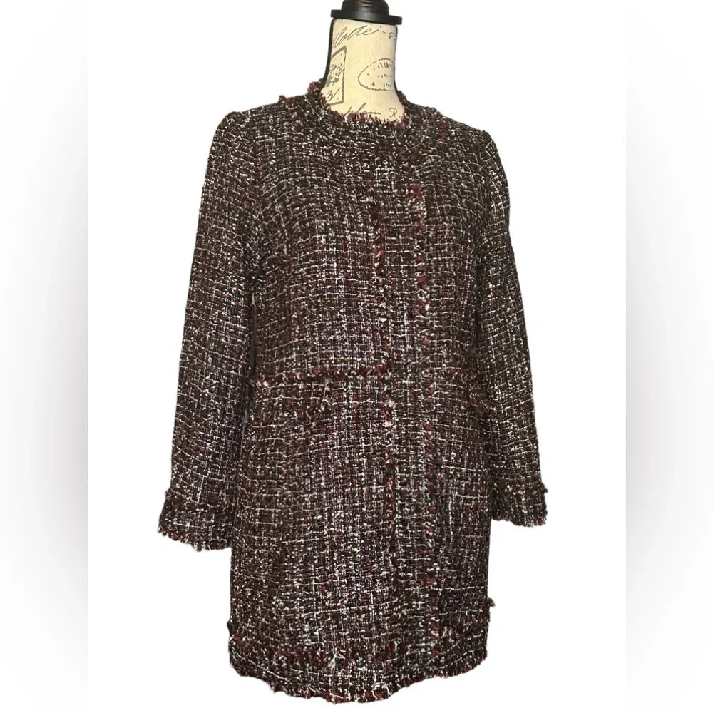 Ann Taylor Tweed Ruffle Collar & hemline Blazer Jacket in Multicolor NWT size 4